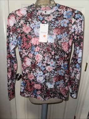 Floral Long-Sleeve Tee — Pink & Blue